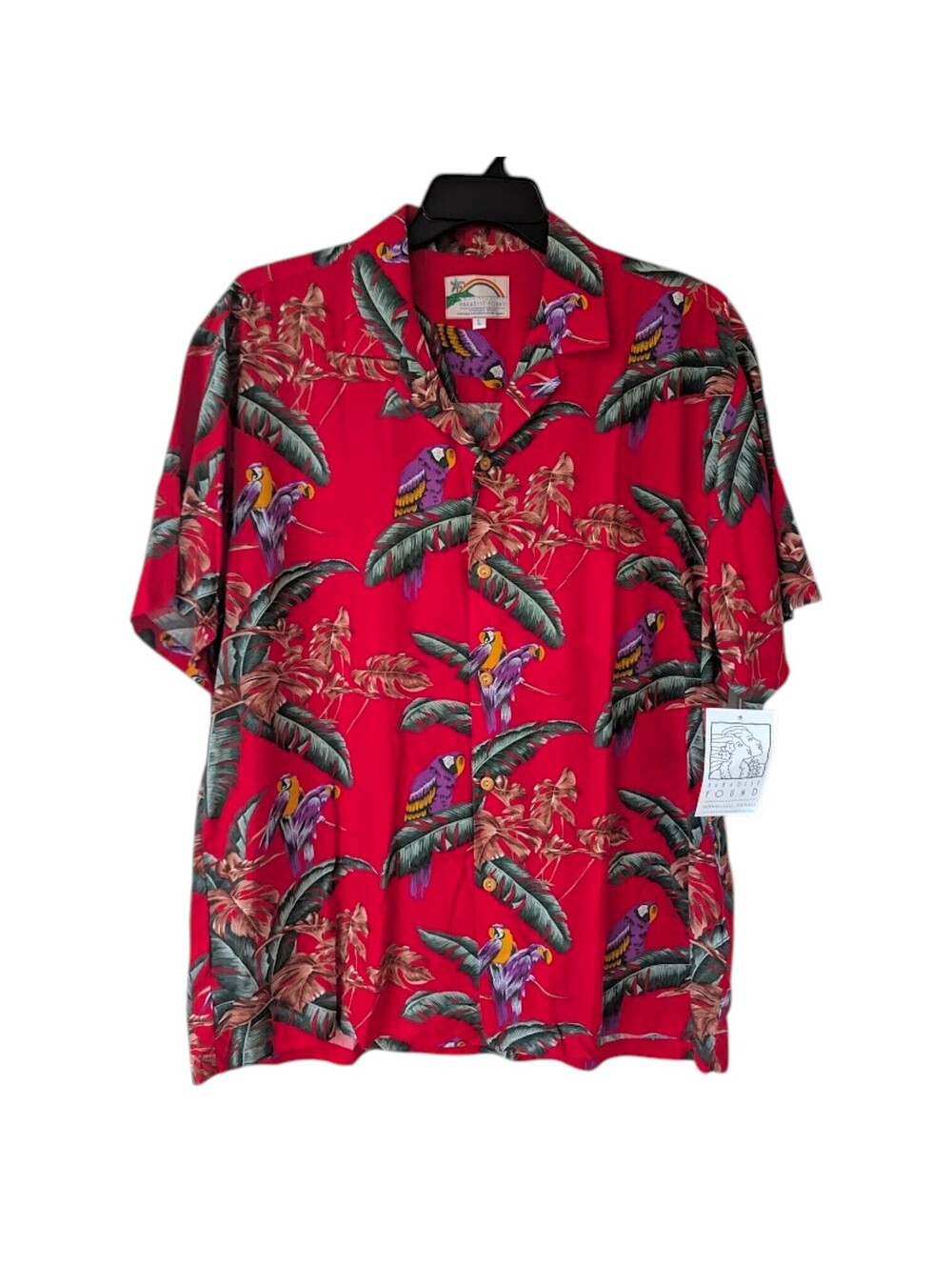 Vintage NWT Paradise Found Magnum PI Jungle Bird Hawaiian Shirt Mens L Rayon New